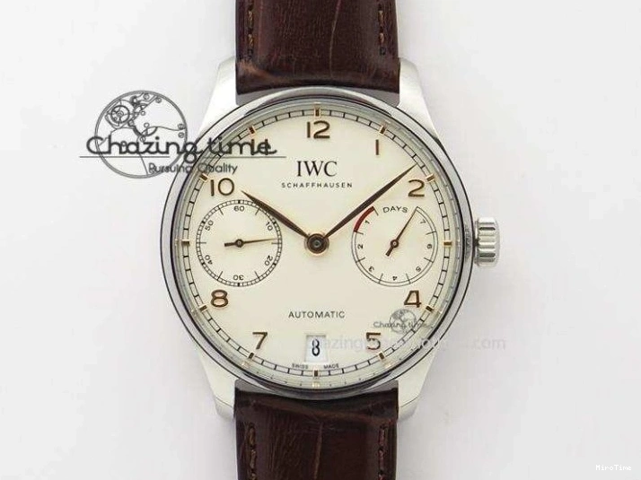 MIROTIME 1218 Efficient Portuguese Tourbillon IW5463 SS ZF Best Edition White Dial on Black Leather Strap 7170